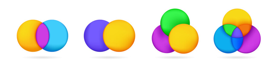 Colorful Venn diagram with overlapping circles, designed for data analysis and infographic presentations. Ideal for business and educational layouts.