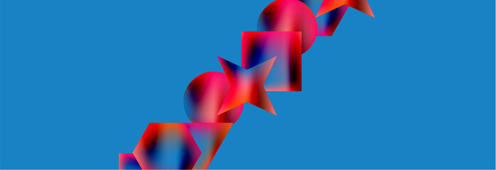 Neon color geometric shapes square triangle circle abstract background. Vector Illustration For Wallpaper, Banner, Background, Card, Book Illustration, landing page