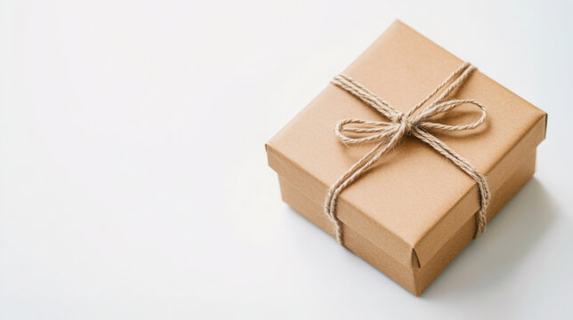 small gift box wrapped in brown paper and twine, perfect for any occasion
