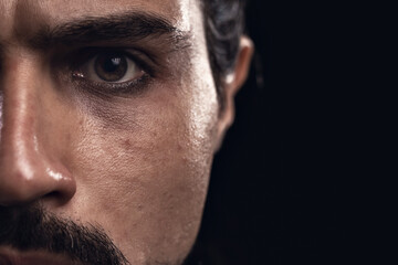 portrait of a brazilian man with samurai costume