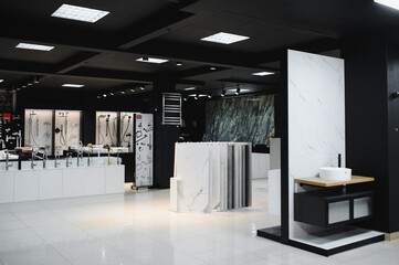 inside interior in shop showroom of elite plumbing
