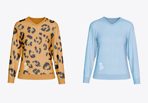 Women's V-Neck Sweater Mockup