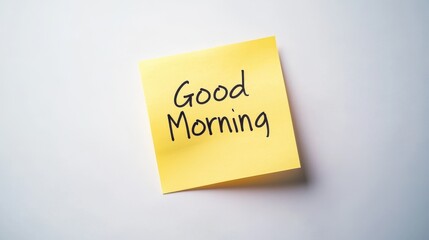 A cheerful sticky note with 'Good Morning' written in bold. Perfect for uplifting messages and morning reminders.
