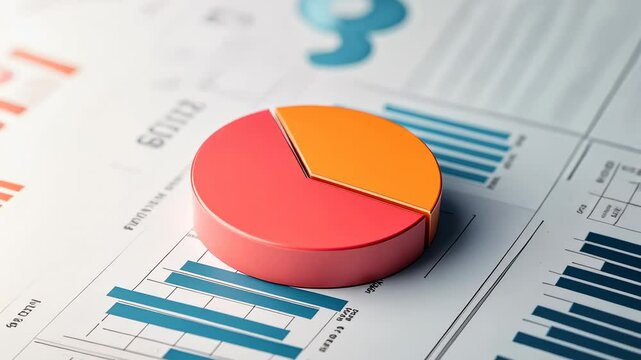 Colorful pie chart on financial report highlighting data analysis , decision making in business.