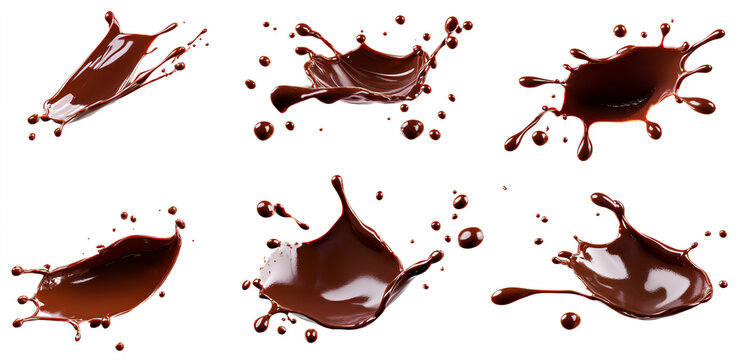 A chocolate splash on a light background with a rich, appetizing hue. Perfect for culinary content, advertisements, menu design, and creating a visual accent.

