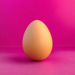 Fototapeta premium A single egg placed against a vibrant pink background.