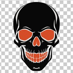 Halloween theme skull head glowing eyes and tooth vector design 