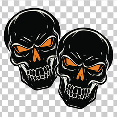 Halloween themed two skull head vector design