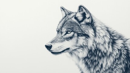 Obraz premium Wolf Portrait in Pen and Ink