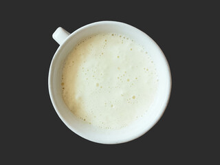 Milk Foam Coffee in the Cup isolated on black background