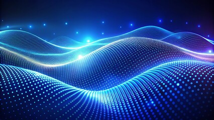 Abstract Digital Landscape of Glowing Blue and White Dots