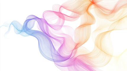 Elegant feminine outline formed from flowing ribbons, illustrated in a playful, contemporary style with pastel colors and soft gradients, capturing a sense of movement and joy 