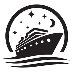 Cruise Ship Icon vector  Silhouette Illustration