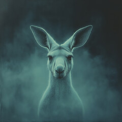 Kangaroo in the fog - art print 