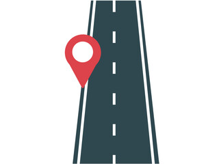 道路とピン止め。ベクターイラスト