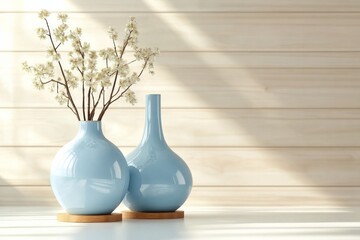 ice blue modern ceramic vases in a grouping