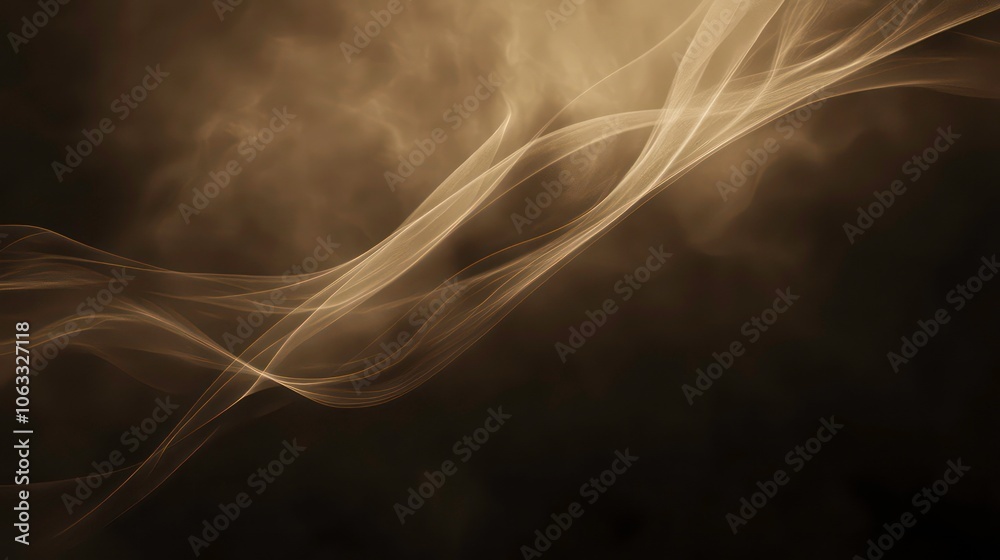 Poster ethereal wisps of light and smoke intertwine in a dark background, creating a mystical atmosphere.