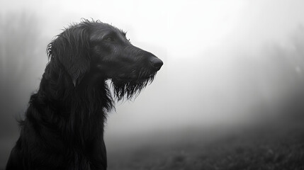 Irish Wolfhound Gazing Into the Distance on a Foggy Morning of Strength and Loyalty