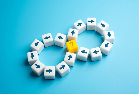 A closed loop with an unanswered question. Find a solution and break the endless circle. Make a discovery that will solve an important problem. The concept of new attempts and returning to the source.