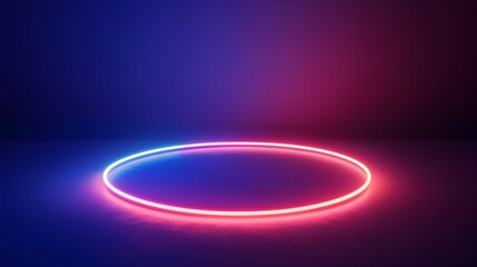 Fototapeta premium Minimalist Neon Halo in Dark Backdrop for Modern Product Display