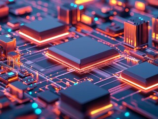 Obraz premium Explore the intricate process of microchip production in advanced technology circuits