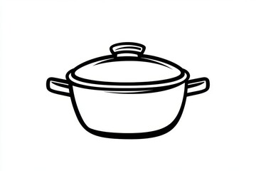 Obraz premium Minimalist outline of a saucepan with a lid slightly ajar, capturing the idea of simmering with clean lines