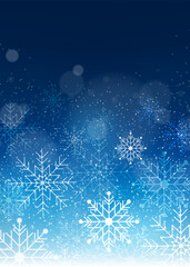 Winter background with snowflakes. Snowfall weather texture. Christmas design template. Vector illustration