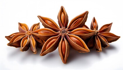 Detailed shot of star anise pods with rich textures