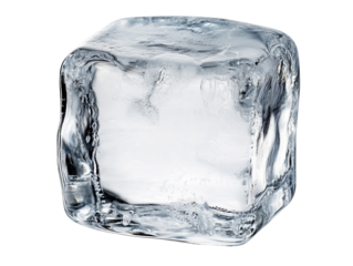 A cube of ice isolated on a transparent background, PNG cut-out