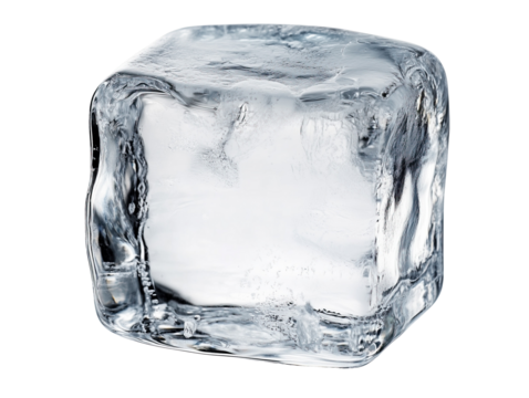 A cube of ice isolated on a transparent background, PNG cut-out