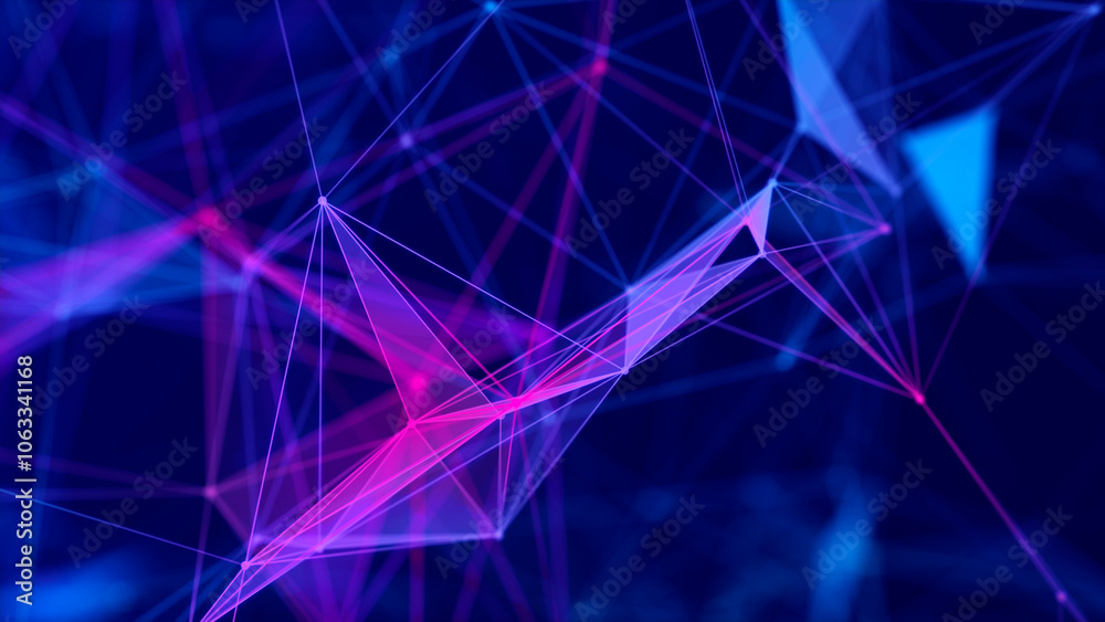 Fototapete Technology background. Abstract digital combination dots and lines. Network connection structure. 3d Widescreen