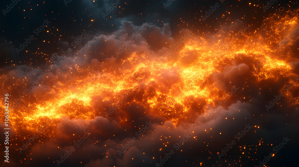 Poster a dramatic,intense and spectacular explosion with raging flames,burning pyrotechnic blaze and fiery 