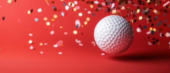 Celebrate your golfing achievements with a fun and festive golf ball and confetti scene