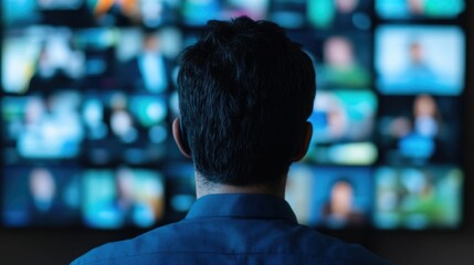 Fototapeta premium Pastor Using Multimedia Technology to Share Inspiring Stories and Videos with Congregation During Virtual Worship Service