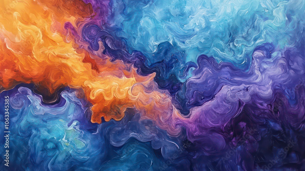Aufkleber the abstract fluid art painting is a visually dynamic composition with vibrant swirling patterns in 