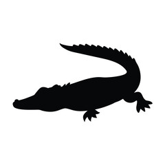 a black silhouette of a crocodile