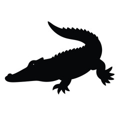 a black silhouette of a crocodile