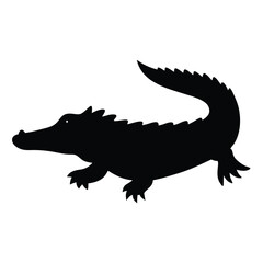 a black silhouette of a crocodile