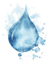 Obraz premium drop of water watercolor isolated on transparent background cutout