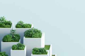 Fototapeta premium Explore sustainable urban gardening solutions with eco-friendly plant arrangements for a greener future