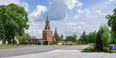 view of the Spasskaya Tower of the Moscow Kremlin from