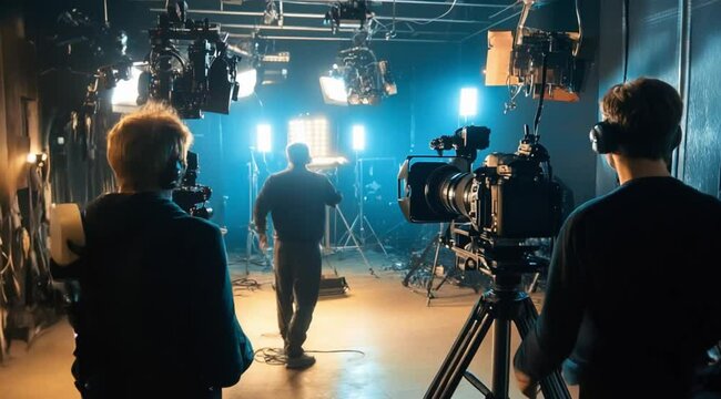 Scene of a film production room, Camera slow motion with different angles