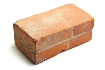 A close-up shot of a single brick on a white background