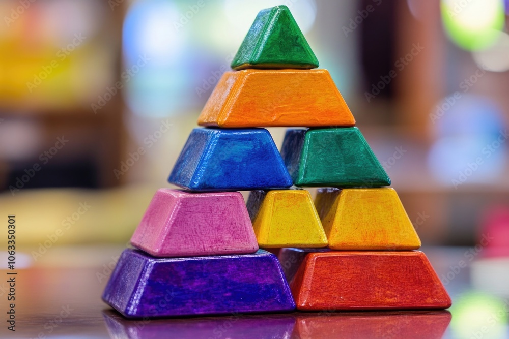 Aufkleber stack of wooden blocks sitting on a table