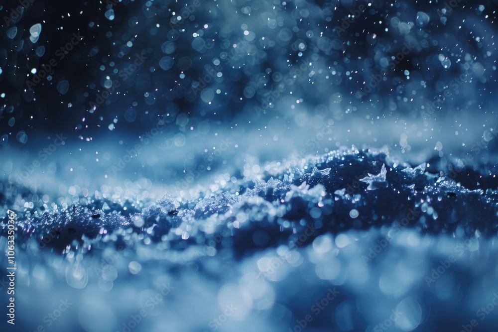 Poster Close-up of snow-covered ground with intricate patterns and textures