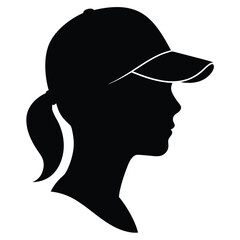 a black silhouette of a woman's head and neck. The woman appears to be in profile, (8)