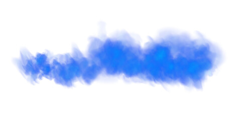 Bright Blue Smoke Cloud Illustration. Fantastic blue smoke. Magic smoke. Smog cloud on podium or stage. Fog vapor over ground or water surface, magic haze. PNG.