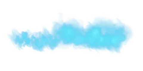 Bright Blue Smoke Cloud Illustration. Fantastic blue smoke. Magic smoke. Smog cloud on podium or stage. Fog vapor over ground or water surface, magic haze. PNG.