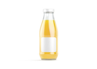 Blank transparent glass pineapple juice bottle with white label mockup