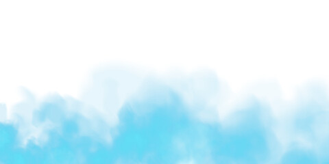 Bright Blue Smoke Cloud Illustration. Fantastic blue smoke. Magic smoke. Smog cloud on podium or stage. Fog vapor over ground or water surface, magic haze. PNG.